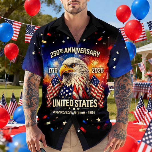 Personalized Happy 250th Anniversary United States - 250 Years of Freedom Hawaiian Shirt, 250th Anniversary Gift Moonbestprint