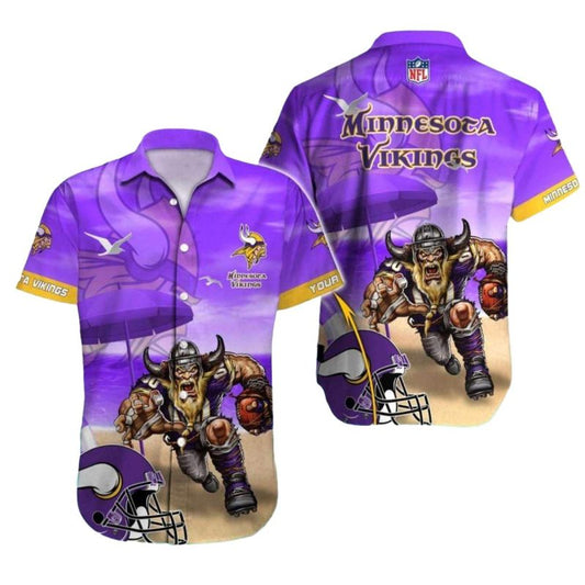 Personalized Helmet And Sand Minnesota Vikings Hawaiian Shirt - Moonbestprint