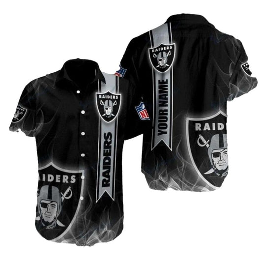 Personalized Las Vegas Raiders Badge Smoke Hawaiian Shirt - Moonbestprint