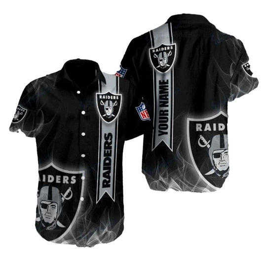 Personalized Las Vegas Raiders Badge Smoke Hawaiian Shirt - Moonbestprint