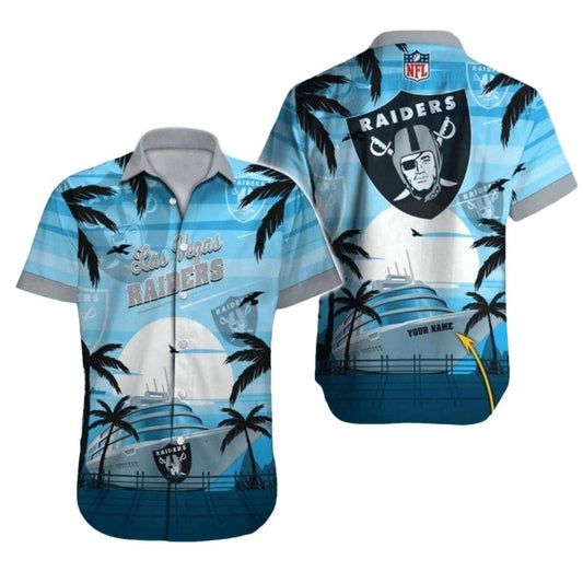 Personalized Las Vegas Raiders Blue Sunset Cruise Hawaiian Shirt - Moonbestprint