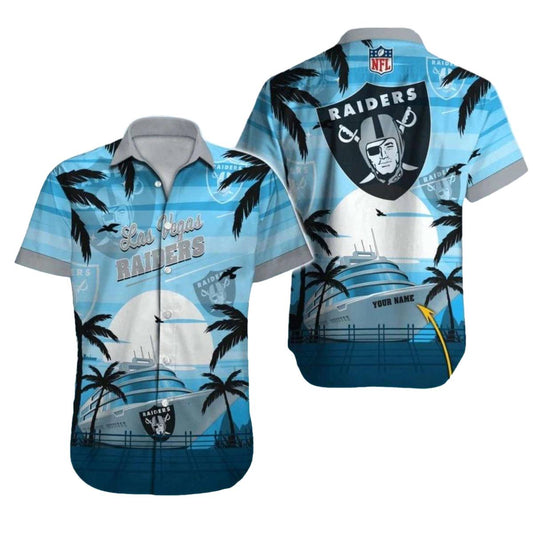 Personalized Las Vegas Raiders Blue Sunset Cruise Hawaiian Shirt - Moonbestprint