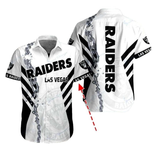 Personalized Las Vegas Raiders Chainlink Heart White Pattern Hawaiian Shirt - Moonbestprint