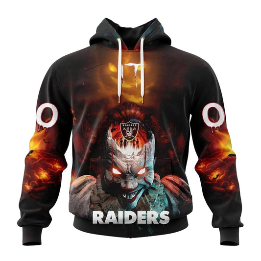 Personalized Las Vegas Raiders Clown Halloween AOP Hoodie - Moonbestprint