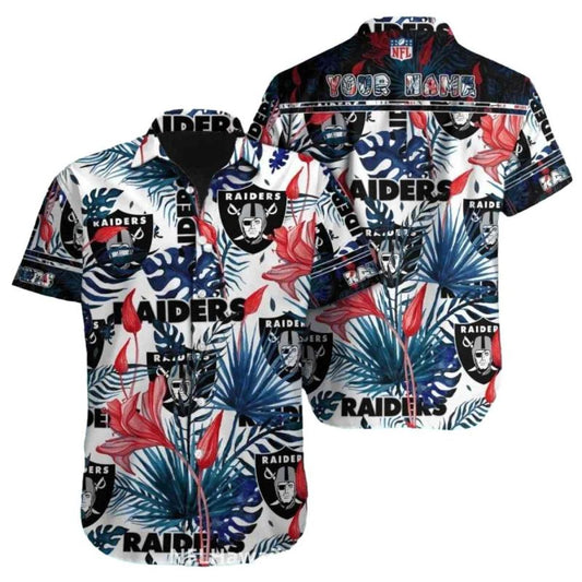 Personalized Las Vegas Raiders Colorful Tropical Leaves Hawaiian Shirt - Moonbestprint
