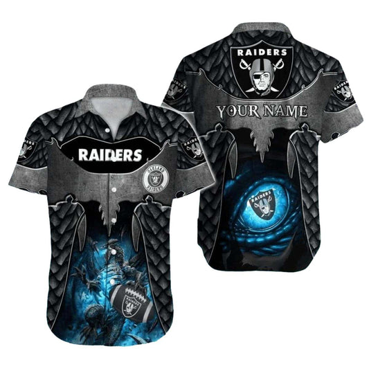 Personalized Las Vegas Raiders Dragon Eye Fantasy Hawaiian Shirt - Moonbestprint