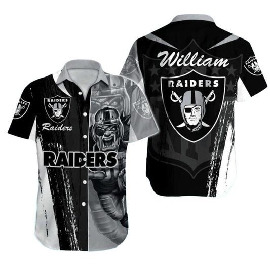 Personalized Las Vegas Raiders Fierce Football Player Contrast Hawaiian Shirt - Moonbestprint