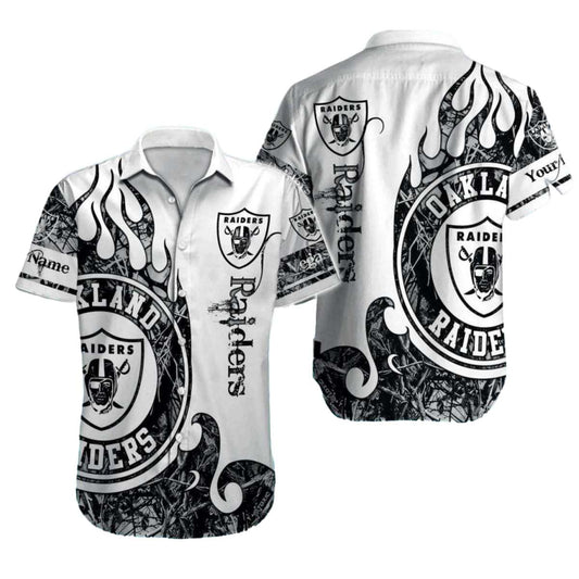 Personalized Las Vegas Raiders Fire And Vintage Script Hawaiian Shirt - Moonbestprint