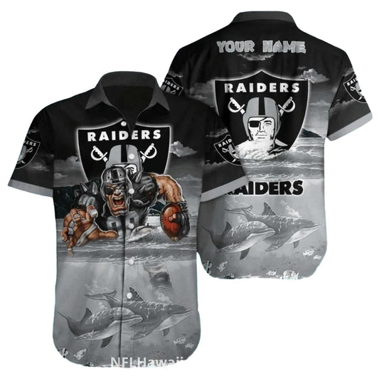 Personalized Las Vegas Raiders Football Player And Dolphins Art Hawaiian Shirt - Moonbestprint
