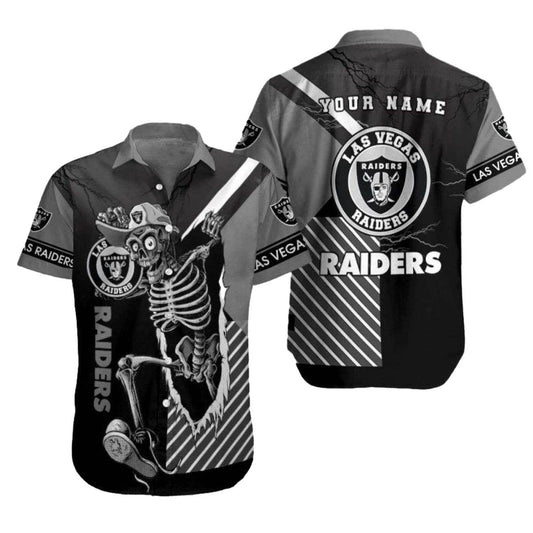 Personalized Las Vegas Raiders Funny Skeleton Sidelines Hawaiian Shirt - Moonbestprint