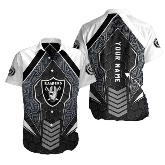 Personalized Las Vegas Raiders Geometric Fanfare Hawaiian Shirt - Moonbestprint