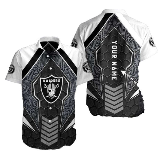 Personalized Las Vegas Raiders Geometric Fanfare Hawaiian Shirt - Moonbestprint