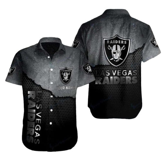 Personalized Las Vegas Raiders Gradient Hexagon Black Pattern Hawaiian Shirt - Moonbestprint