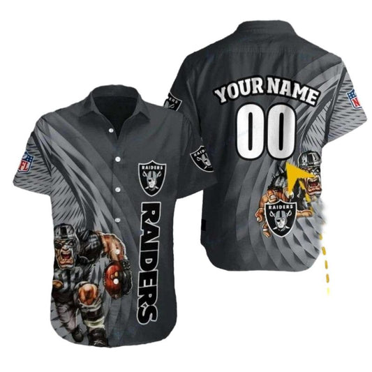 Personalized Las Vegas Raiders Logo And Action Player Hawaiian Shirt - Moonbestprint