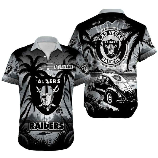 Personalized Las Vegas Raiders Logo And Car Coconut Pattern Hawaiian Shirt - Moonbestprint