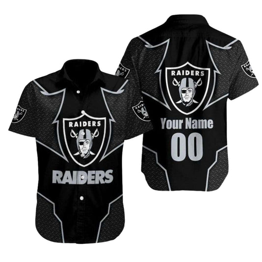 Personalized Las Vegas Raiders Logo Midnight Black Hawaiian Shirt - Moonbestprint