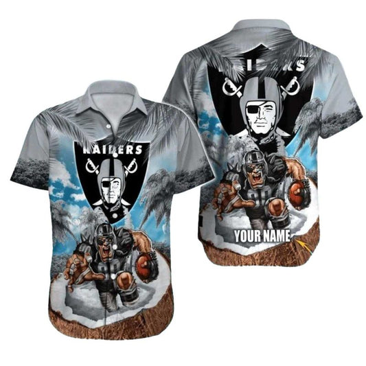 Personalized Las Vegas Raiders Mascot And Coconut Funny Summer Hawaiian Shirt - Moonbestprint