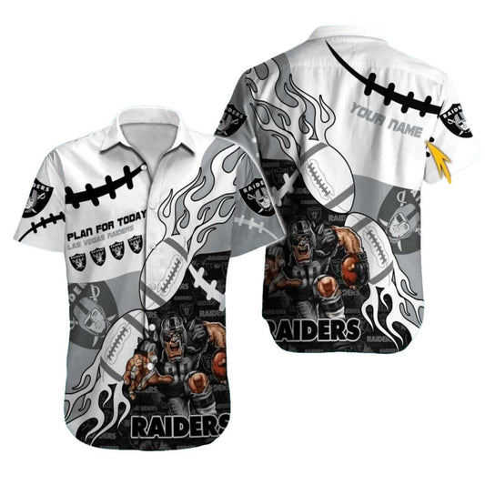 Personalized Las Vegas Raiders Mascot And Flames Ball Hawaiian Shirt - Moonbestprint