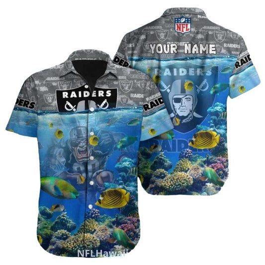 Personalized Las Vegas Raiders Mascot Ocean Underwater Coral Hawaiian Shirt - Moonbestprint