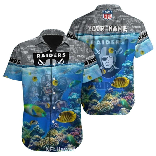 Personalized Las Vegas Raiders Mascot Ocean Underwater Coral Hawaiian Shirt - Moonbestprint