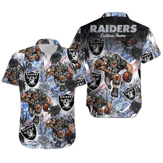 Personalized Las Vegas Raiders Mascot Tropical Floral Hawaiian Shirt - Moonbestprint