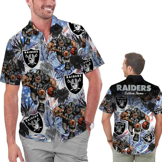 Personalized Las Vegas Raiders Mascot Tropical Floral Hawaiian Shirt - Moonbestprint