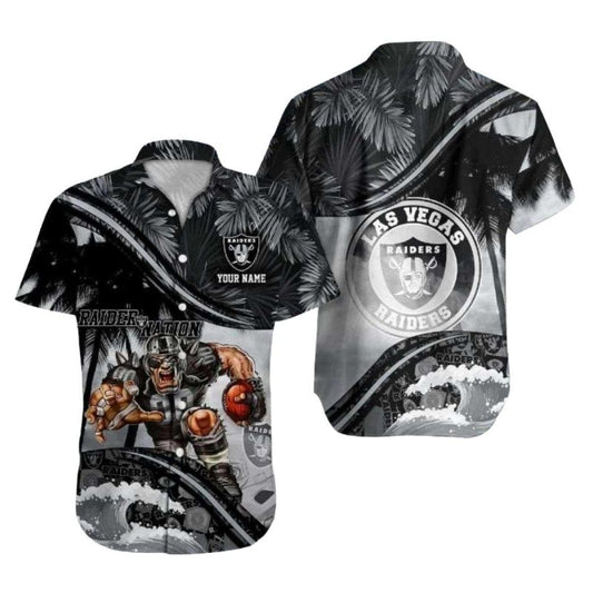 Personalized Las Vegas Raiders Mascot Wave Rider Tropical Hawaiian Shirt - Moonbestprint