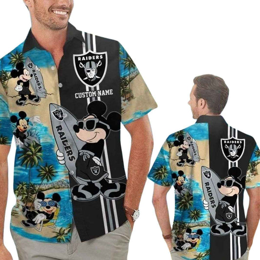Personalized Las Vegas Raiders Mickey Beach Graphics Hawaiian Shirt - Moonbestprint