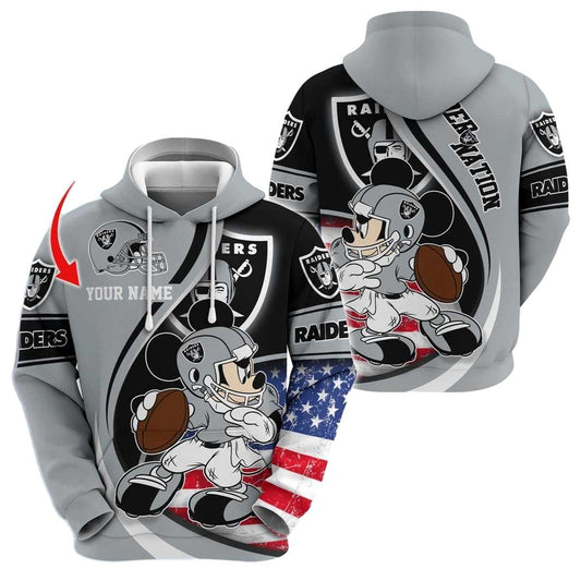 Personalized Las Vegas Raiders Mickey Mouse Player AOP Hoodie - Moonbestprint