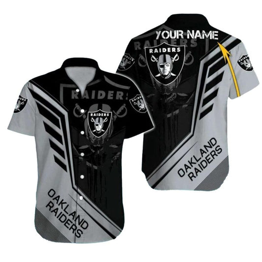 Personalized Las Vegas Raiders Modern Black And Gray Bold Style Hawaiian Shirt - Moonbestprint