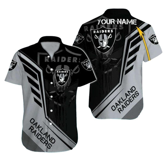 Personalized Las Vegas Raiders Modern Black And Gray Bold Style Hawaiian Shirt - Moonbestprint