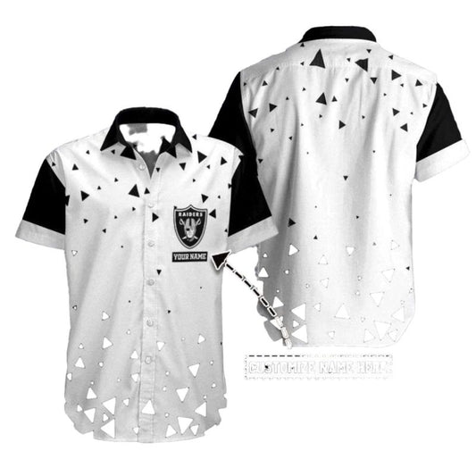 Personalized Las Vegas Raiders Modern Geometric White Hawaiian Shirt - Moonbestprint