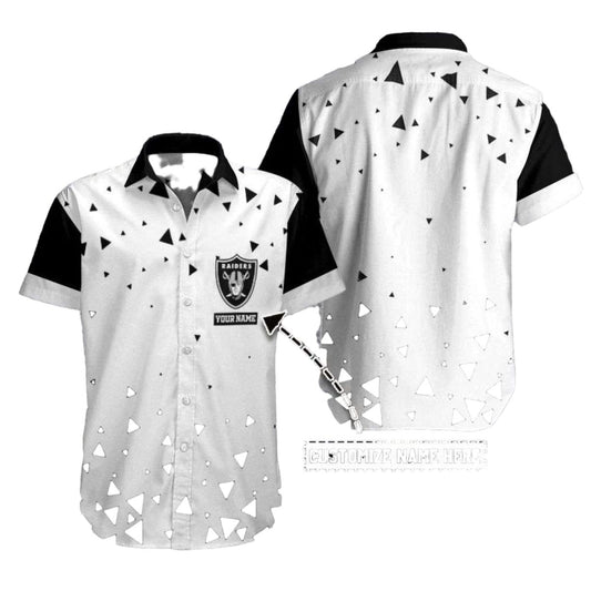 Personalized Las Vegas Raiders Modern Geometric White Hawaiian Shirt - Moonbestprint