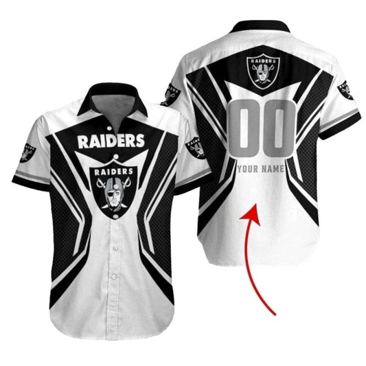 Personalized Las Vegas Raiders Monochrome Classic Black And White Hawaiian Shirt - Moonbestprint