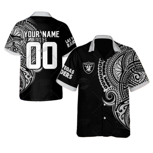 Personalized Las Vegas Raiders Polynesian Tattoo Design Hawaiian Shirt - Moonbestprint