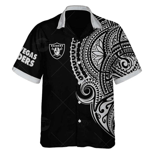 Personalized Las Vegas Raiders Polynesian Tattoo Design Hawaiian Shirt - Moonbestprint