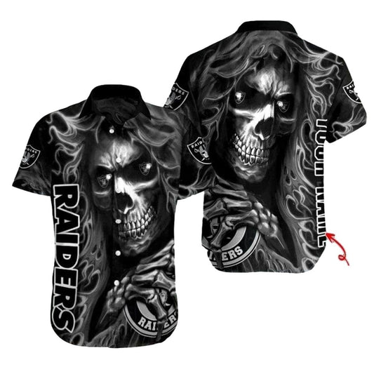 Personalized Las Vegas Raiders Skull Blitz Hawaiian Shirt - Moonbestprint