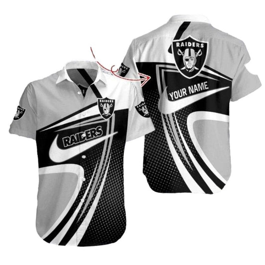 Personalized Las Vegas Raiders Swirling Speed Halftone Black Silver Hawaiian Shirt - Moonbestprint