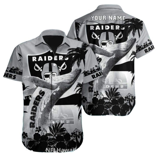 Personalized Las Vegas Raiders Whale Tail Beach Theme Hawaiian Shirt - Moonbestprint