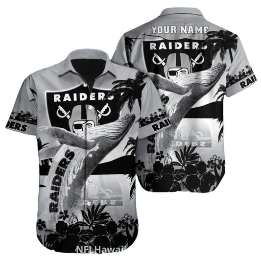 Personalized Las Vegas Raiders Whale Tail Beach Theme Hawaiian Shirt - Moonbestprint