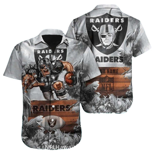 Personalized Las Vegas Raiders Wooden Sign Tropical Hawaiian Shirt - Moonbestprint
