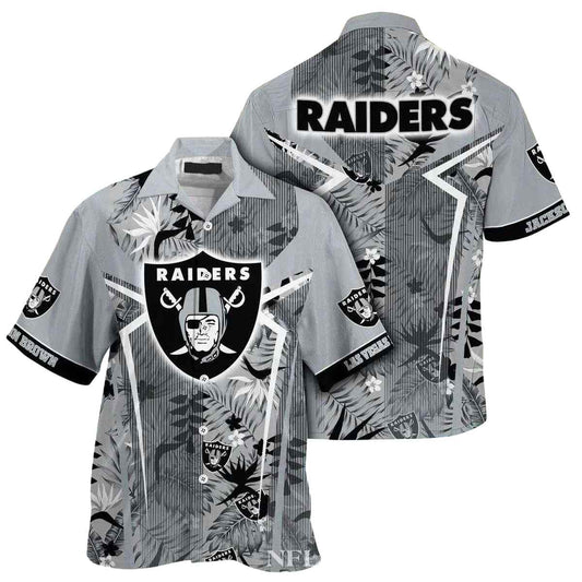 Personalized Leafy Tropics Las Vegas Raiders Hawaiian Shirt - Moonbestprint
