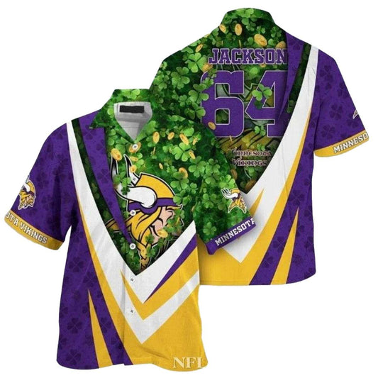 Personalized Lucky Charm Minnesota Vikings Clover Field Hawaiian Shirt - Moonbestprint