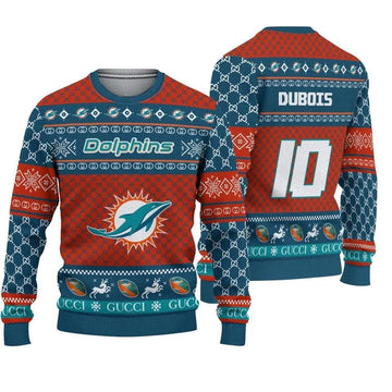 Personalized Miami Dolphins Ugly Christmas Sweater, NFL Christmas Sweater Moonbestprint