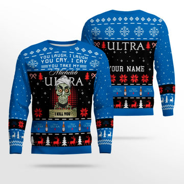 Personalized Michelob Ultra Funny Skeleton Ugly Christmas Sweater (Your Name) – Moonbestprint