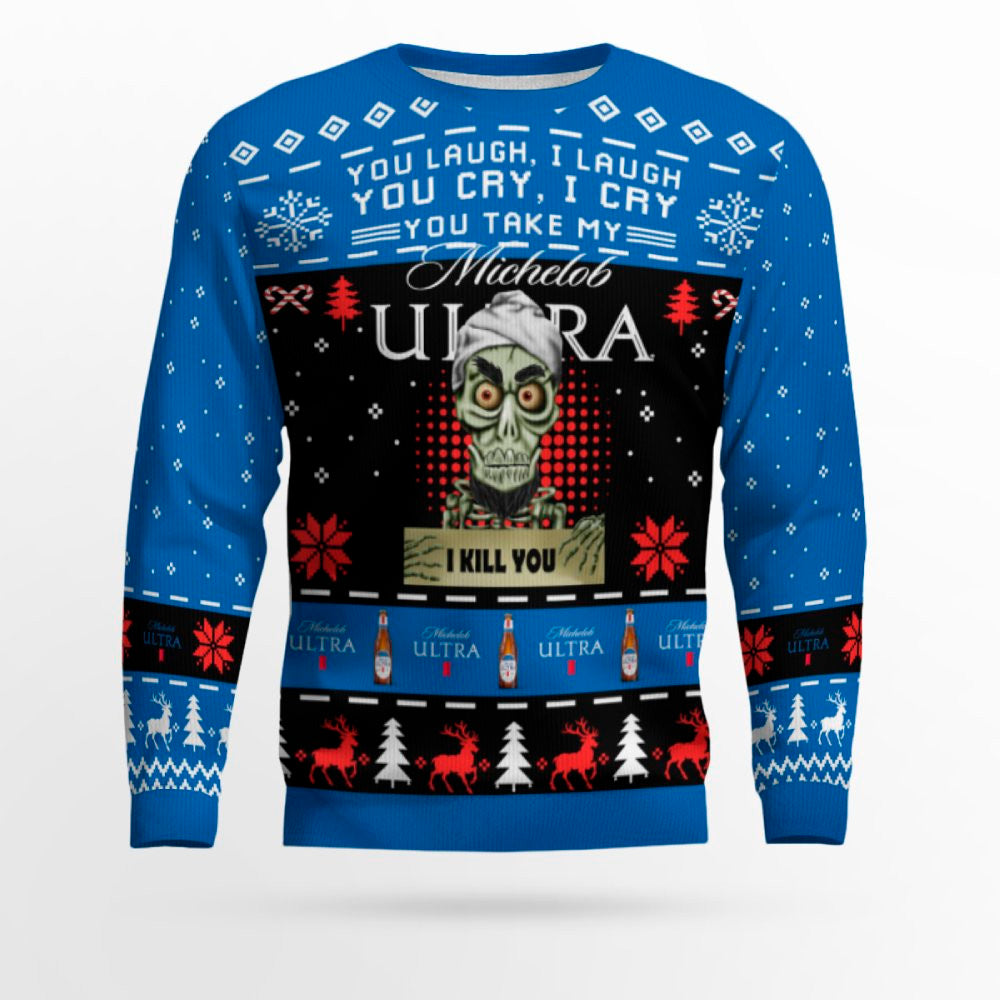 Personalized Michelob Ultra Funny Skeleton Ugly Christmas Sweater (Your Name) – Moonbestprint