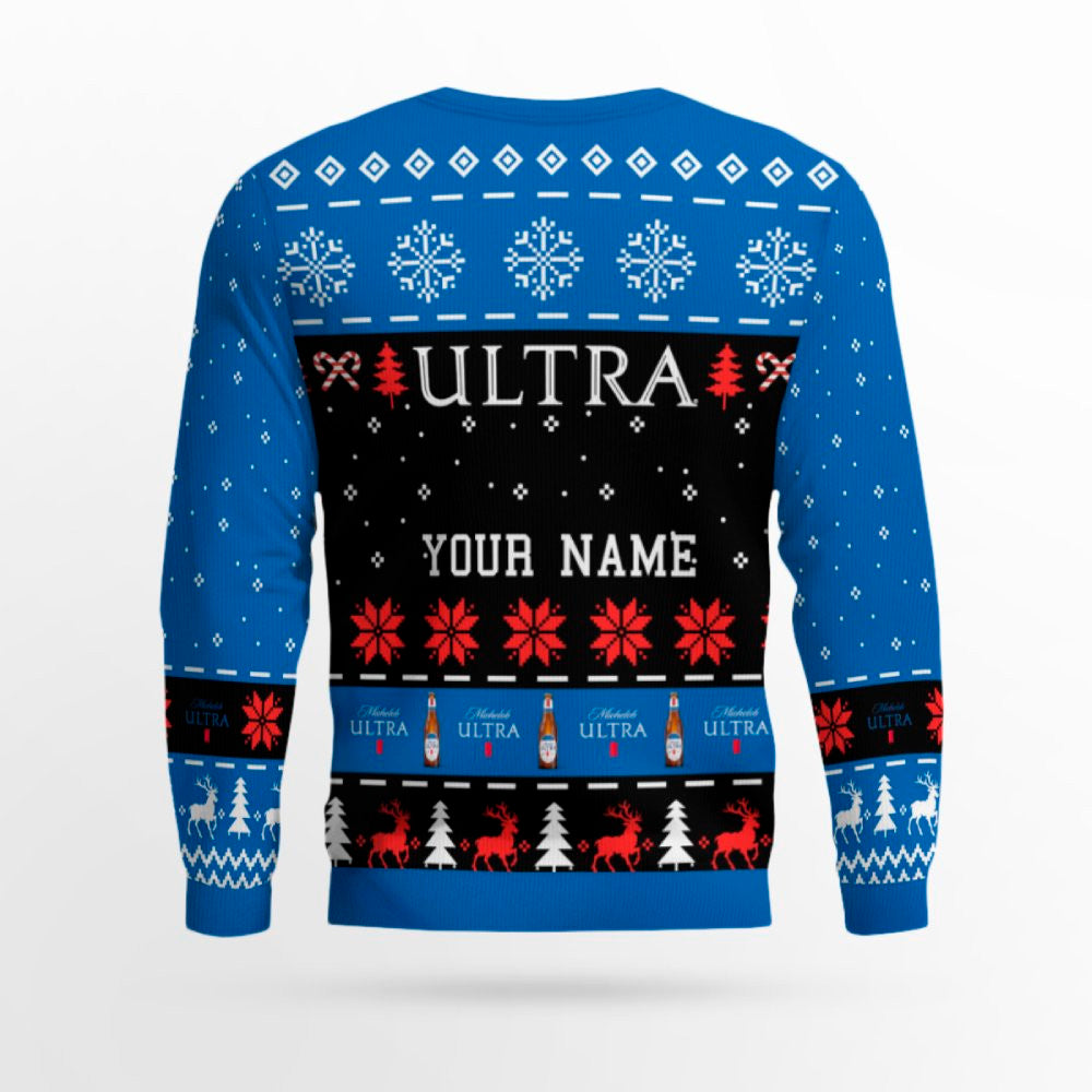 Personalized Michelob Ultra Funny Skeleton Ugly Christmas Sweater (Your Name) – Moonbestprint