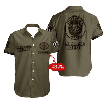 Personalized Military Tribute San Francisco 49ers Olive Hawaiian Shirt - Moonbestprint