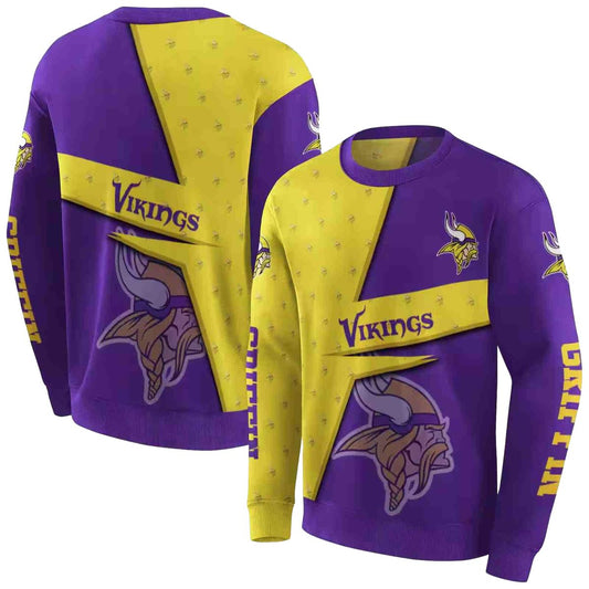 Personalized Minnesota Vikings Abstract Shape Purple AOP Sweatshirt - Moonbestprint