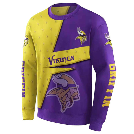 Personalized Minnesota Vikings Abstract Shape Purple AOP Sweatshirt - Moonbestprint